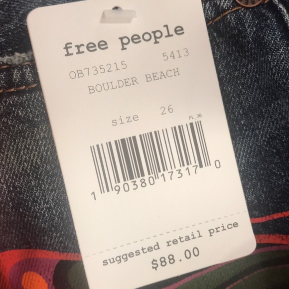 Free People Boulder Beach Buttefly Jeans Shorts - Picture 7 of 7